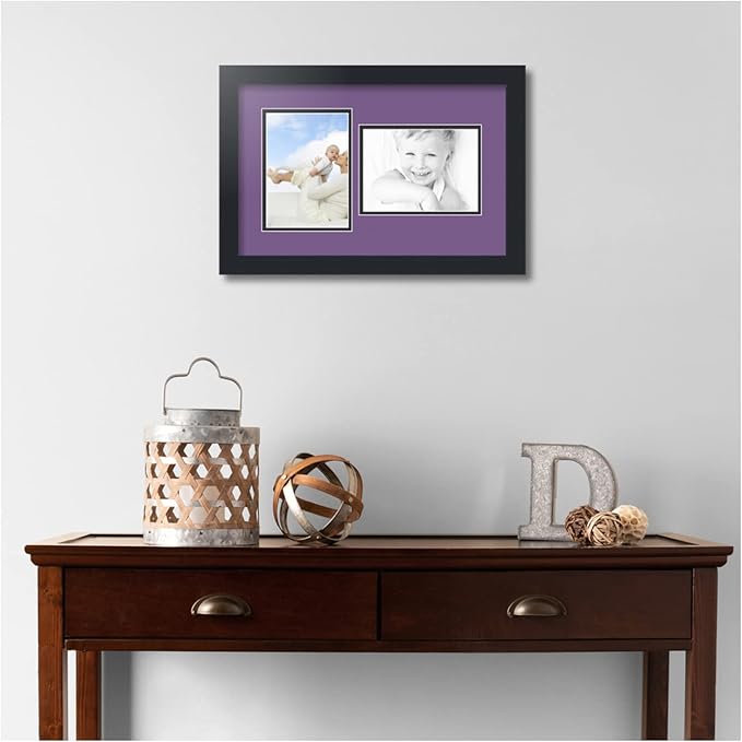 ArtToFrames Collage Photo Frame Double Mat with 2 - 5x7 Openings and Satin Black Frame
