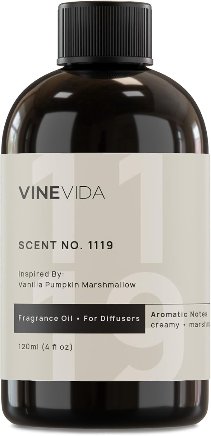 VINEVIDA [4 Fl Oz] Scent NO. 1119 Fragrance Oil for Cold Air Diffusers, Aromatic Notes of Marshmallow Cream Pumpkin, Essential Oils for Diffuser Oil Refill & Air Freshener Room Spray