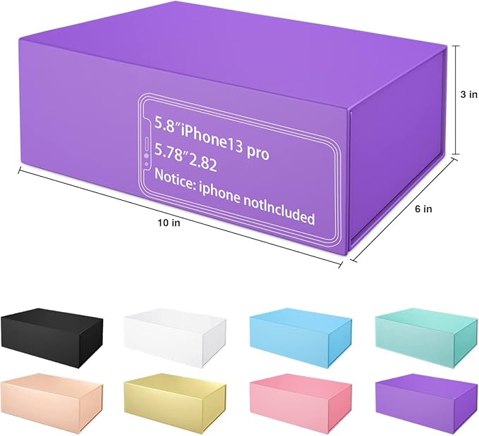Purple Gift Boxes 10"x6"x3" with Magnetic Closure Lid Gift Boxes for Presents,Bridesmaid Gifts Box,Cute Box,Luxury for Gift Packaging, Magnetic Gift Box for Wrapping Gifts (Purple/5PCS)