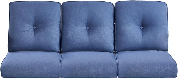 22x25/22x24 Outdoor Cushions for Patio Couch Chairs Set of 3 - High Back Outside Seat Cushions for Wicker Rattan Dining Rocker Glider Loveseat 3-Seater Sectional Sofa - Navy Blue/Button