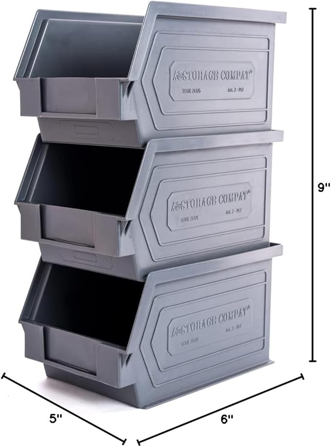 Storage Bins - drawer organizer Zeus 2PLZ - Ideal for Warehouses, Workshops and Assembly Lines, Screws and Tool Storage, Plastic Storage Bins, Green, 9.06" x 5.51" x 5.12", Pack x12