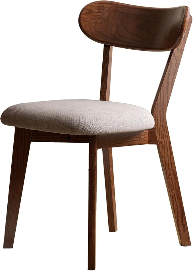 100% Solid Oak Wood Dining Room Chairs - Practical Kitchen Chairs - Wood Chair for Dining Room, Kitchen (1, Walnut with Grey Cushion)