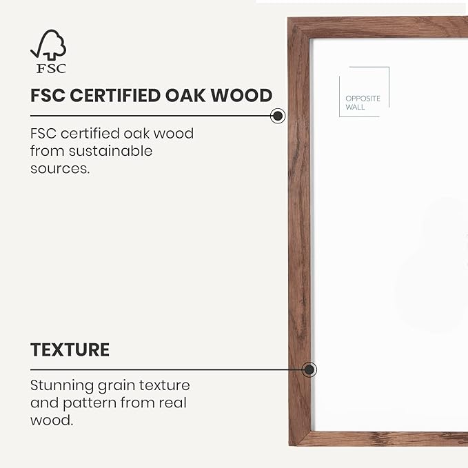 Opposite Wall - 12x12 in - Dark Solid Oak Wood Picture Frame - Lightweight, Versatile & Shatterproof - Wall Hanging Poster or Photo Frame - Wall Decor for Office, Gallery & Home