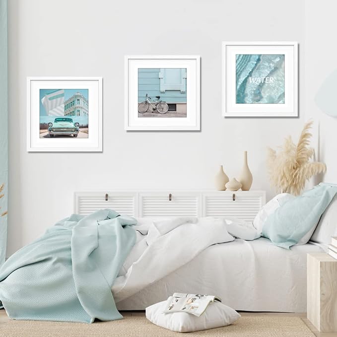THREELOVE 22x22 Frame White, Display Picture 18x18 with mat or 22x22 Without mat, Photo Poster Picture Frame Wall Mounting Home Decor, 3 PCS
