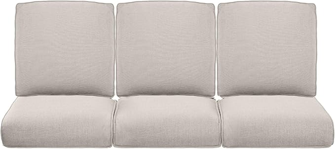 22x25/22x24 Outdoor Cushions for Patio Couch Chairs Set of 3 - High Back Comfy Outside Seat Cushions for Lawn Wicker Dining Rocker Glider Loveseat 3-Seater Sectional Sofa - Beige/Classic