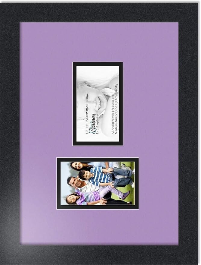 ArtToFrames Double-Multimat-774-805/89-FRBW26079 Collage Photo Frame Double Mat with 2-3x5 Openings and Satin Black Frame