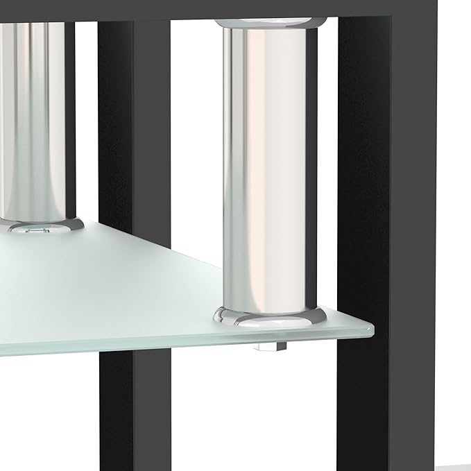 IANIYA Modern Glass End Table, 2-Tier Side Table with Tempered Glass Top & Metal Legs, Night Stand Corner Table for Living Room, Bedroom