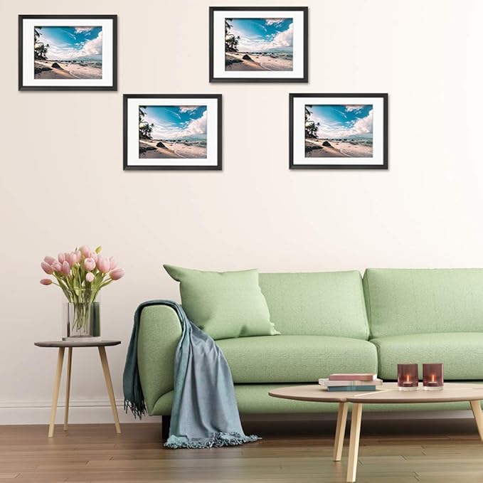 Giftgarden 16x20 Picture Frames Set of 4, Matted to Display 11x14 Picture with Mat or 20x16 Artwork without Mat, Black