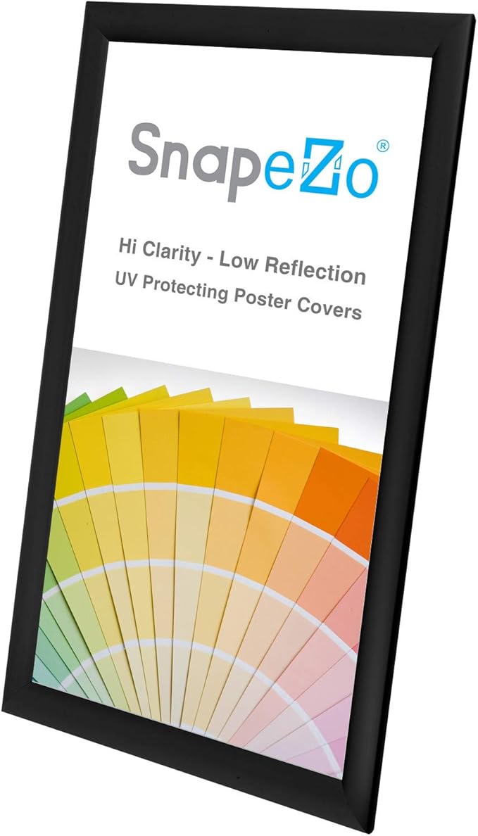 SnapeZo Poster Frame 11x22 Inches, Black 1 Inch Aluminum Profile, Front-Loading Snap Frame, Wall Mounting, Sleek Series