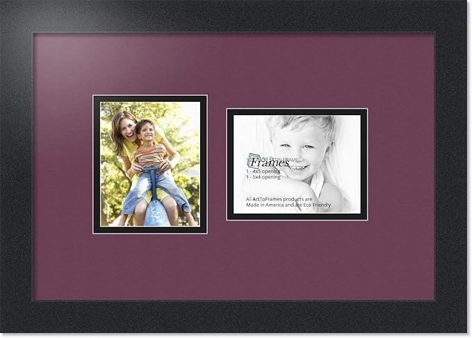 ArtToFrames Collage Photo Frame Double Mat with 2 - 4x5 Openings and Satin Black Frame