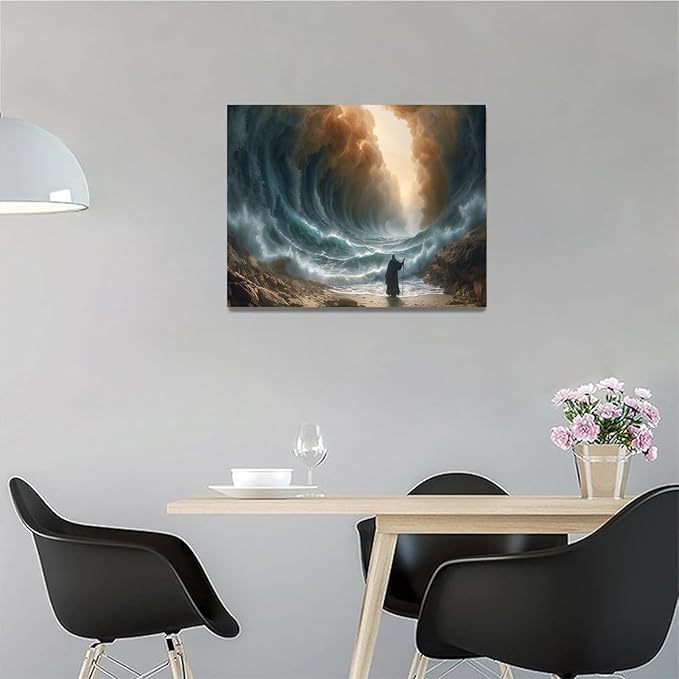 Christian Wall Art Print, Religious Scripture Biblical Decor, Faith-Based Inspirational Landscape with Cross, Digital Printed Canvas Poster for Church, Home Chapel, Prayer Room Decor