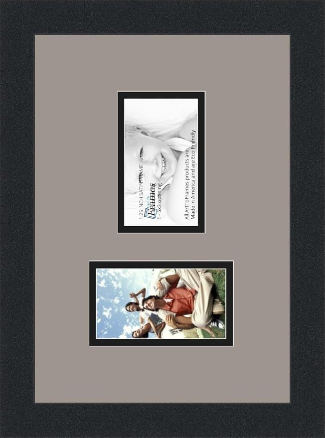 ArtToFrames Collage Photo Frame Double Mat with 2 - 3x5 Openings and Satin Black Frame