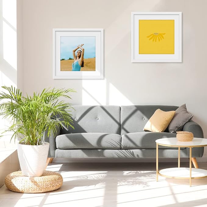THREELOVE 18x18 Frame White, Display Picture 14x14 with mat or 18x18 Without mat, Photo Poster Picture Frame Wall Mounting Home Decor, 3 PCS
