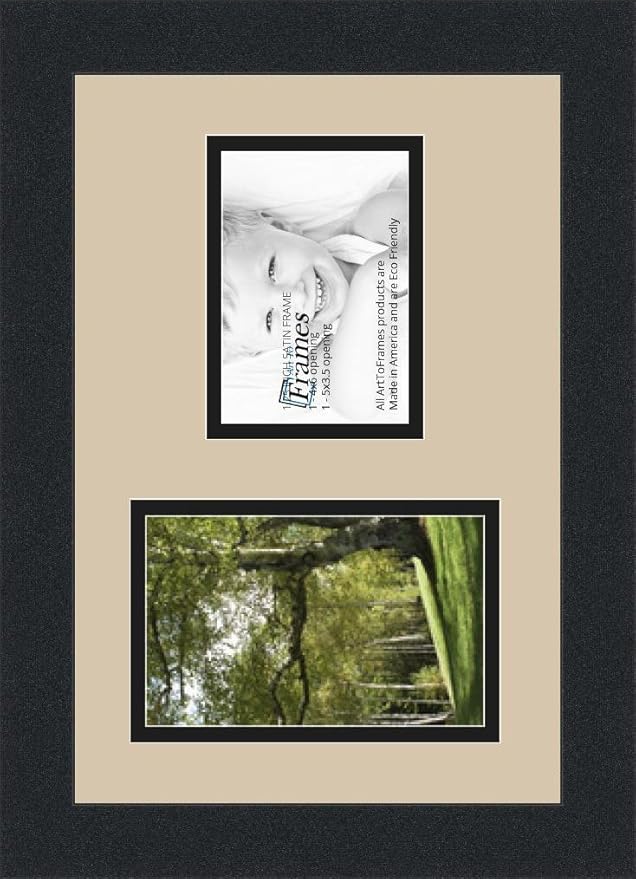 ArtToFrames Collage Photo Frame Double Mat with 1-3.5x5, 4x6 Openings and Satin Black Frame