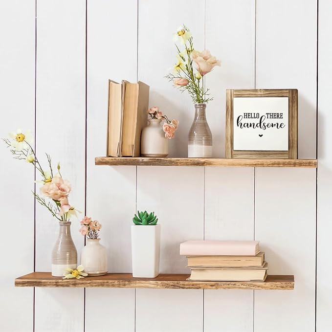 Hello There Handsome Sign, Couple's Greeting Signs, Decorative Wooden Box Signs, Farmhouse Table Shelf Decoration, Couples Bedroom Decor, Romantic Morning Sign Gift, 5.9×5.9 inches