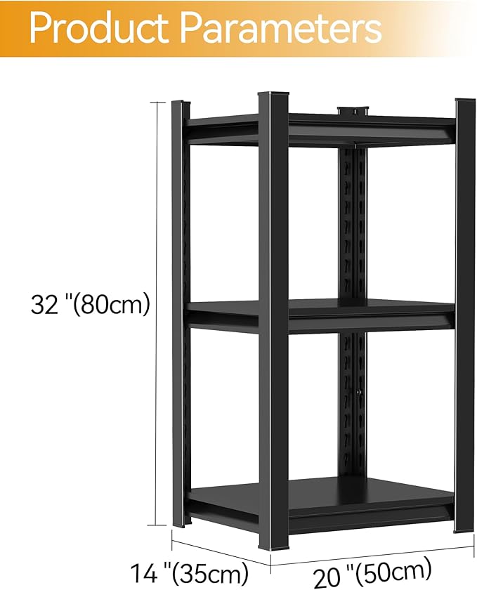 Tall Bookshelf with Open Shelves, Metal Office Book Shelf, Adjustable Organizer Bookcase, Standing Storage Organizer Shelf for Living Room (20W*14" D*32" H)