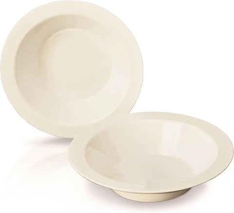 " OCCASIONS " 120 Pieces Plates Pack, Heavyweight Disposable Wedding Party Plastic Bowls (14oz Soup Bowl, Plain Ivory)