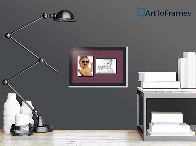 ArtToFrames Collage Photo Frame Double Mat with 2 - 6x8 Openings and Satin Black Frame