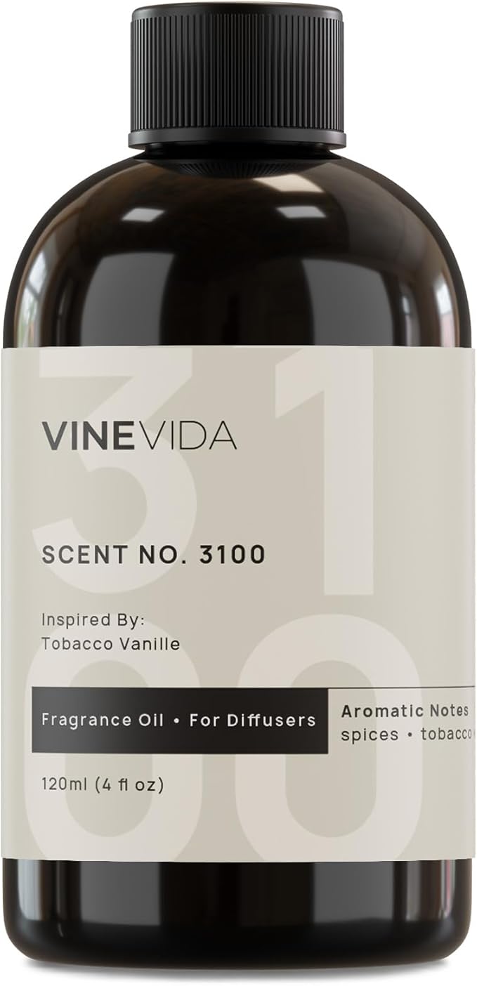 VINEVIDA [4 Fl Oz] Scent NO. 3100 Fragrance Oil for Cold Air Diffusers, Aromatic Notes of Spices Tobacco Vanilla, Essential Oils for Diffuser Oil Refill & Air Freshener Room Spray
