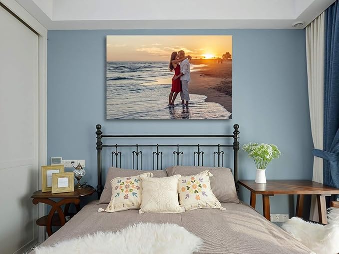 Looife Custom Wall Art Prints from Your Photo on 32x24in Canvas Personalized Wall Decor Paintings with Solid Wood Frame for Living Room Bedroom Kitchen and Office Ready to Hang