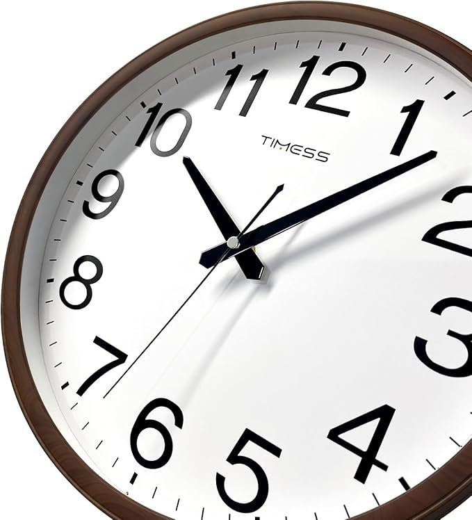 Wall Clock, Classic Wood Style Finish, 11 Inch Non-Ticking Silent Battery Operated Analog Clock, Ideal Retro Decor for Home, Bedroom, Living Room, Kitchen, Bathroom, Office(Wood Brown)