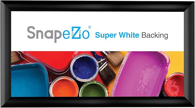 SnapeZo Poster Frame 7x14 Inches, Black 1 Inch Aluminum Profile, Front-Loading Snap Frame, Wall Mounting, Sleek Series