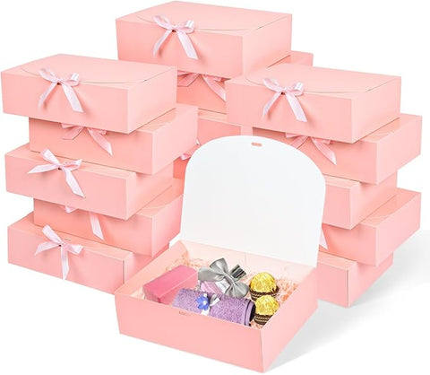 12Pack Pink Gift Boxes with Lids, 129.83.1 Inch Groomsmen Proposal Box, Luxury Pink Gift Box with Ribbon for Wedding, Birthday, Party, Christmas, Bridesmaid, Graduation