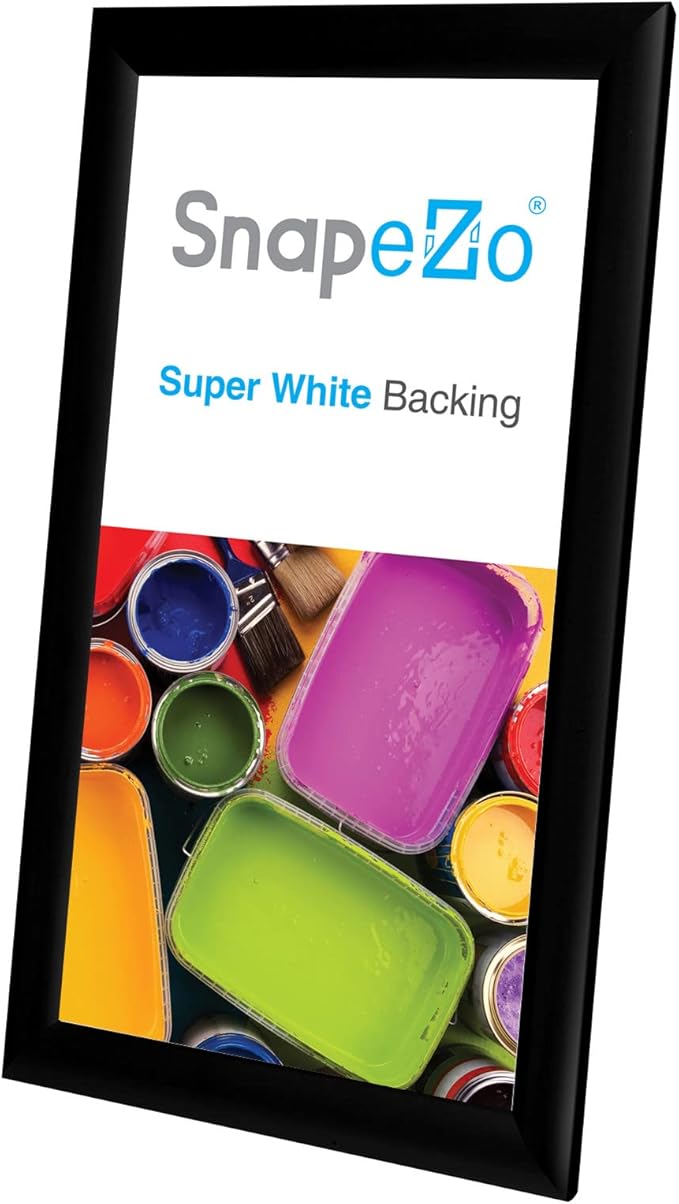 SnapeZo Poster Frame 7x14 Inches, Black 1 Inch Aluminum Profile, Front-Loading Snap Frame, Wall Mounting, Sleek Series