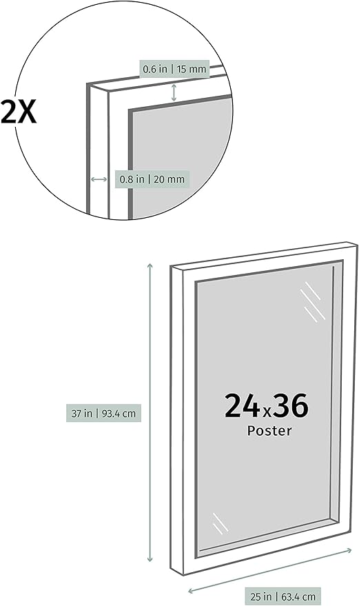 Opposite Wall - 24x36 in - Natural Solid Oak Wood Picture Frame - Lightweight, Versatile & Shatterproof - Large Wall Hanging Photo or Poster Frame - Wall Decor for Office, Gallery & Home