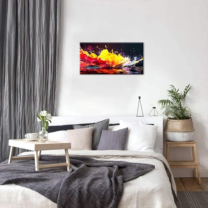Abstract Splashing of Colorful Paint Wall Art Decor Artwork for Living Room (20x40 Inches)