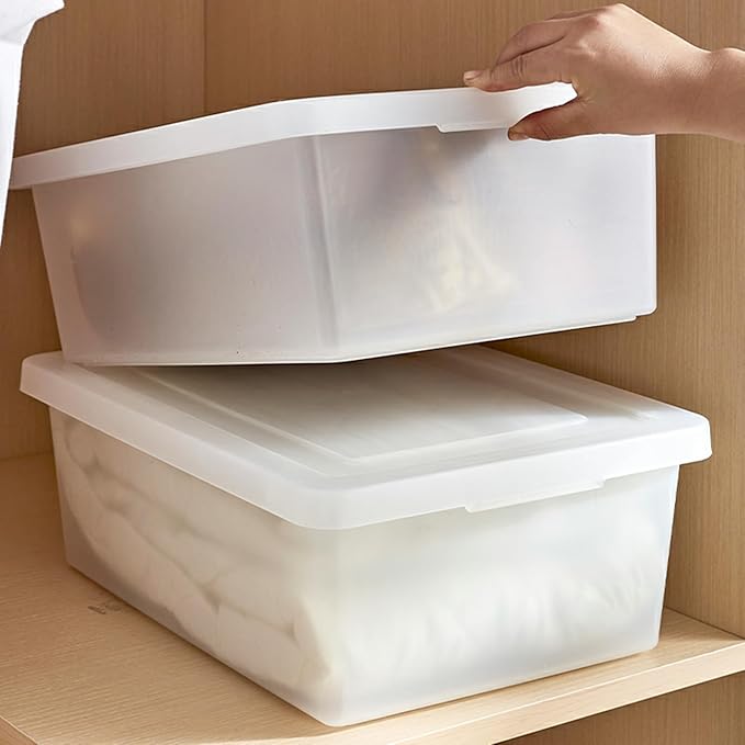 Stackable Plastic Storage Bins with Lids,Container to Organize Shoes and Crafts on Closet Shelves,Garage, Totes, Tubs Boxes Organizing 4 Pack (N-2L)