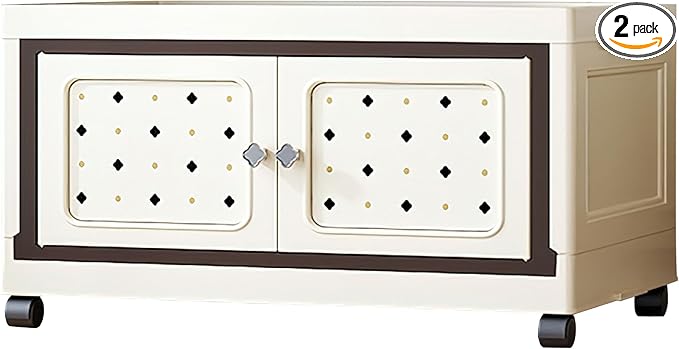 SunSettler Stackable Storage Bins with Lid, Plastic Collapsible Cabinet with Wheels, Large Closet Organizer, Foldable Storage Containers for Home and Office