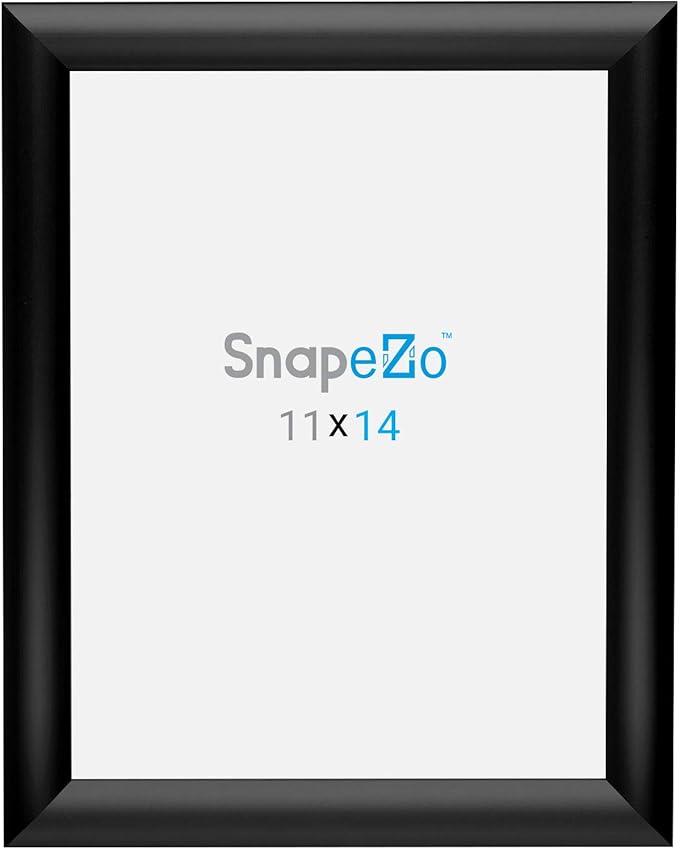 SnapeZo Diploma Frame 11x14 Inches, Black 1 Inch Aluminum Profile, Front-Loading Snap Frame, Wall Mounting, Sleek Series