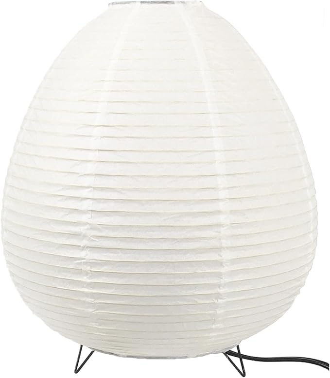 11.4inch Egg-shaped Table Lamp,Chinese Paper Lantern, Bedside Paper Lamp,Festival Decoration Lamp (White)
