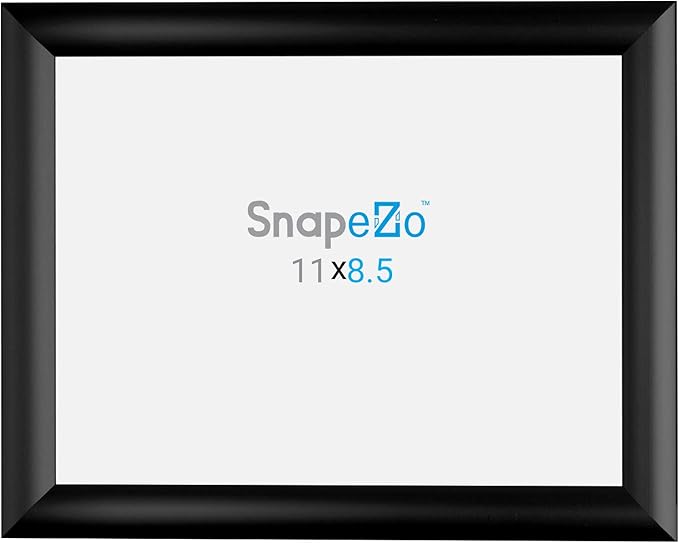SnapeZo Black Certificate Frame 8.5x11, Front-Loading Aluminum, 1 Inch Profile, Front-Loading Snap Frame, Wall Mounting
