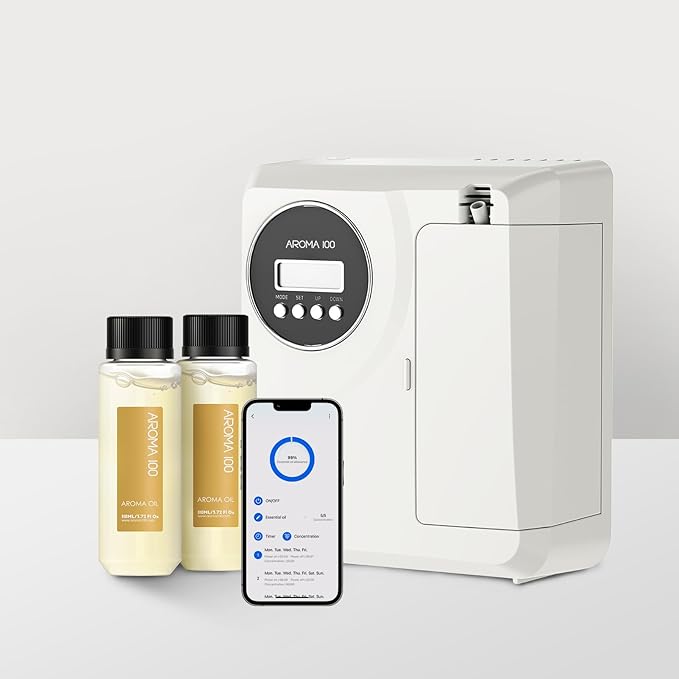Waterless Diffuser for Essential Oil 2000sq.ft Coverage Nebulizer Nano Air Freshener Smart Diffusers Scent Aromatherapy Diffuser for Home Room Office