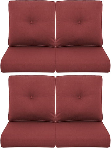 Patio Chair Cushions 4 Packs - Outside High Back Thick Water-Resistant Cushion 22x24 with Zipper Cover for Outdoor Glider Rocking Chairs Loveseat Couch – Red/Buckle
