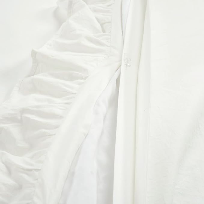Lush Decor Ella Ruffle Lace 100% Cotton Duvet Cover, 3 Piece Set, Full/Queen, White - Cute Comforter - Queen Bedding Set - White Bedding Full Size - Coquette Decor - Neutral Lace Trim - Ruffle Trim