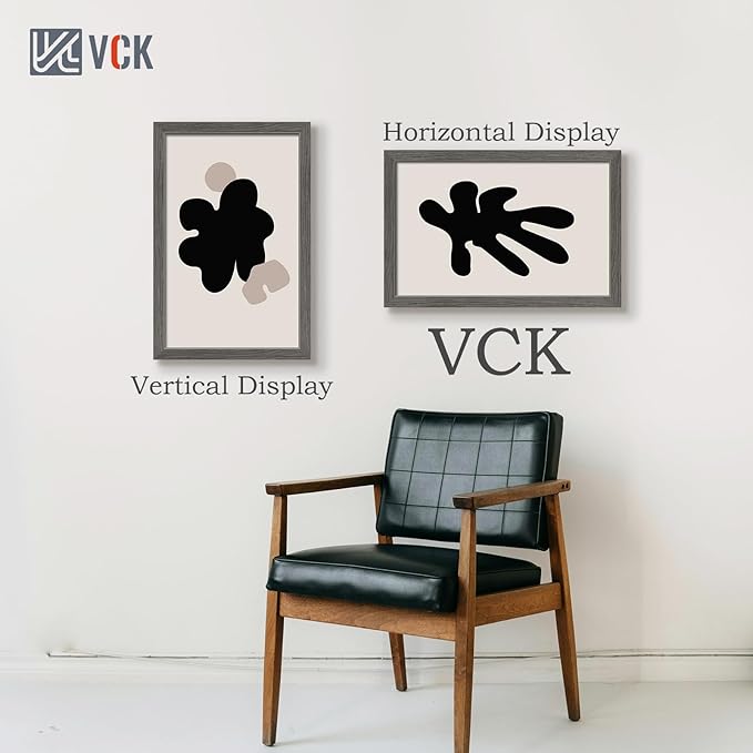 VCK 14x22 Picture Frame Set of 5, Gray Solid Wood Poster Picture Frame, Exclusive Wood Grain, Wall Mounting Hanging