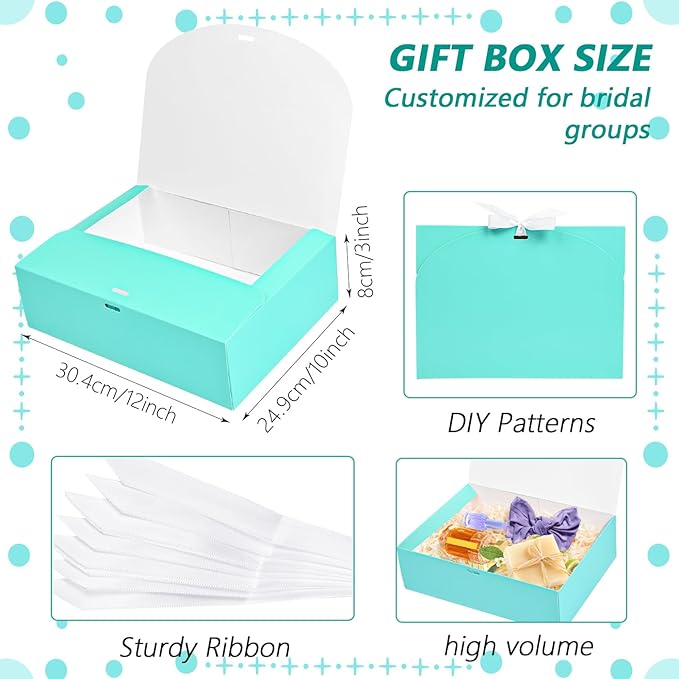 12Pack Blue Gift Boxes with Lids, 129.83.1 Inch Groomsmen Proposal Box, Luxury Blue Gift Box with Ribbon for Wedding, Birthday, Party, Christmas, Bridesmaid, Graduation