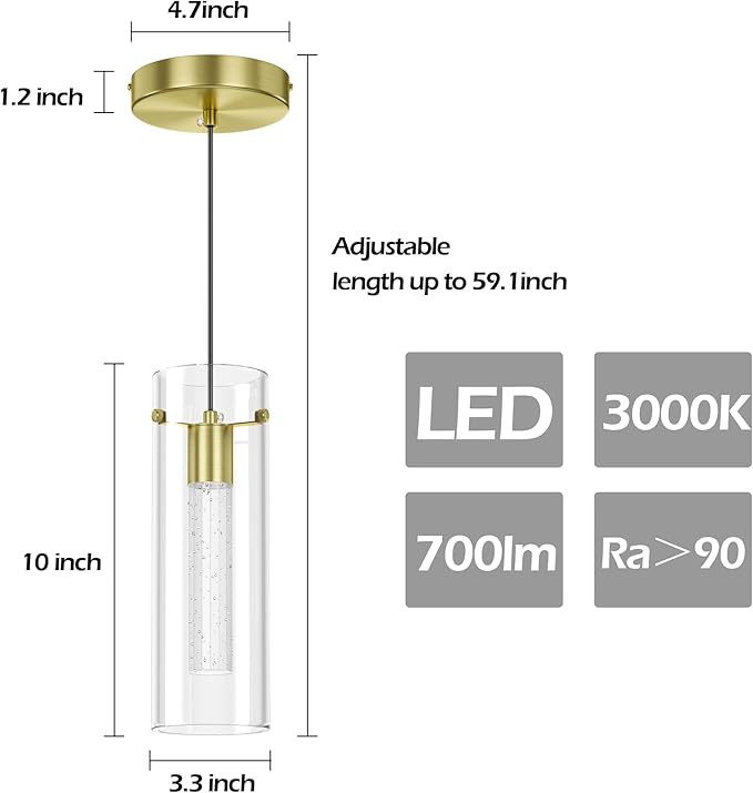 Aipsun Pendant Lights Kitchen Island 3 Pack Gold Ceiling Hanging Light 3000K Modern LED Pendant Lights Fixtures for Kitchen Dining Room