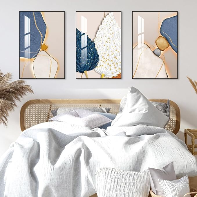 Wall Art Set of 3 Frames Canvas Wall art Decor Abstract Minimalism Natural Style Art Mural Posters & Prints, large Size Wall Art Aesthetics Living room Bedroom Kitchen Office (28 "X 20" X 3 pieces)