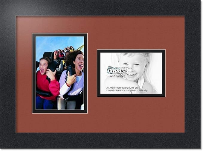 ArtToFrames Collage Photo Frame Double Mat with 1 - 3.5x5^ 4x6 Openings and Satin Black Frame