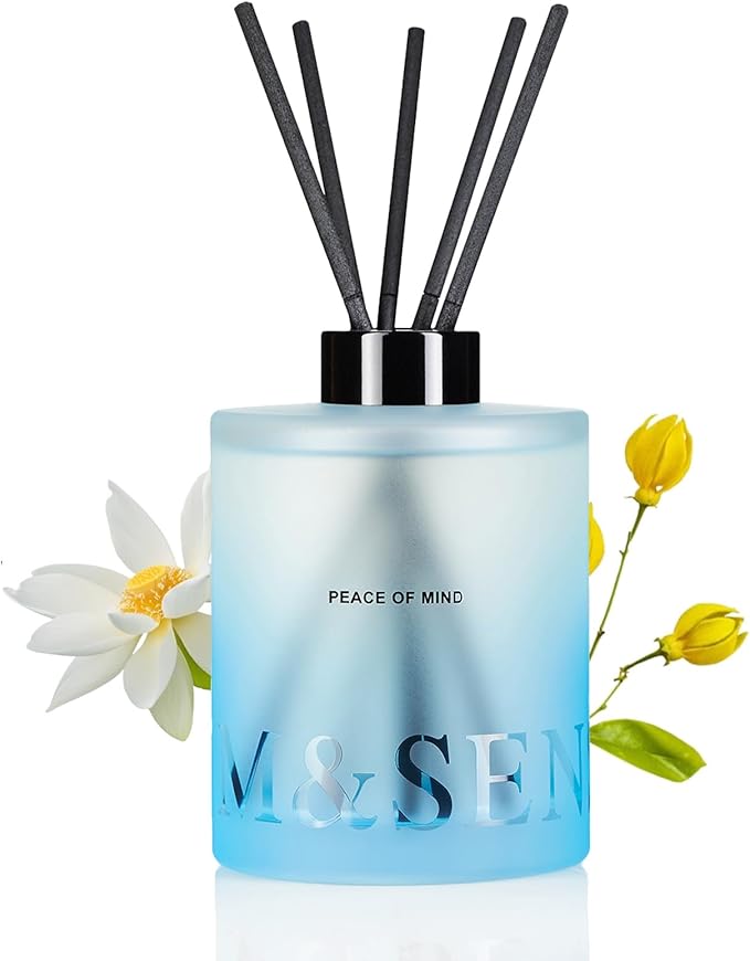 M&SENSE Citrus & Ylang Scented Reed Diffuser-16.9 fl oz Natural Essential Oil Diffuser with Sticks, Non-Toxic Home Fragrance Refreshing Air Gift for Spa Bedroom Decor