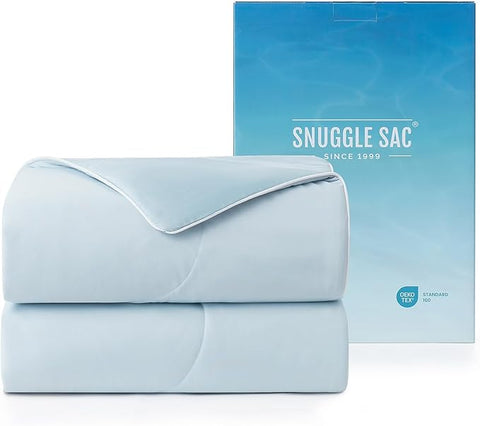 Snuggle Sac Cooling Comforter King Size, Breathable Cooling Blankets for Hot Sleepers and Night Sweats, Summer Comforters for King Size Bed, Soft Lightweight Blankets, 106x90 Inches, Ice Blue