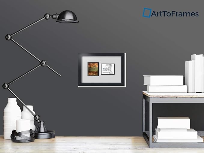 ArtToFrames Collage Photo Frame Double Mat with 2 - 4x5 Openings and Satin Black Frame