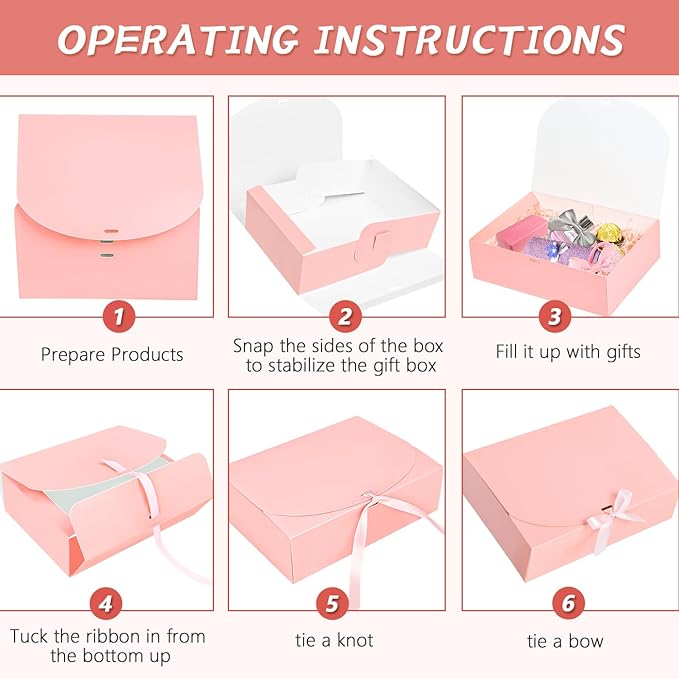 12Pack Pink Gift Boxes with Lids, 129.83.1 Inch Groomsmen Proposal Box, Luxury Pink Gift Box with Ribbon for Wedding, Birthday, Party, Christmas, Bridesmaid, Graduation
