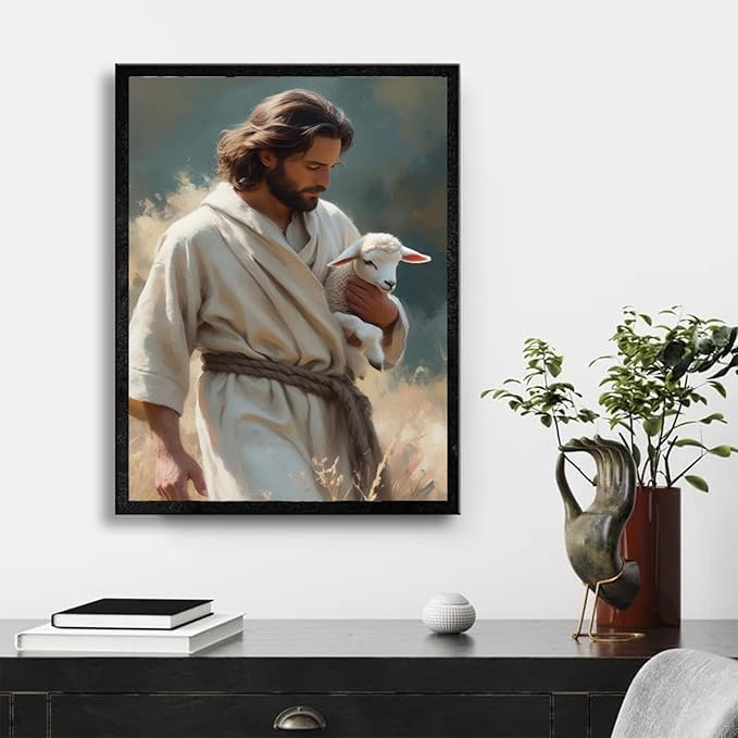 Christian Wall Art Print, Religious Scripture Biblical Decor, Faith-Based Inspirational Landscape with Cross, Digital Printed Canvas Poster for Church, Home Chapel, Prayer Room Decor