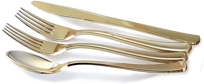 " OCCASIONS " 200pcs set (25 Guests)-Heavyweight Wedding Party Disposable Plastic Plate Set -25 x 10.5'' + 25 x 7.5'' + Silverware + Cups +linen like paper Napkins (Plain Ivory)