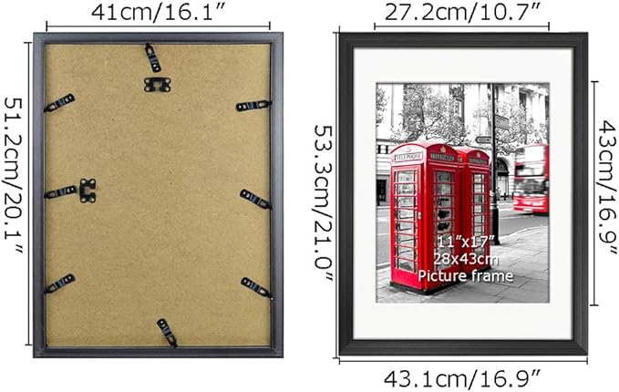 Giftgarden Black 16x20 Picture Frames, Matted to Display 11x17 Picture with Mat or 16 x 20 Artwork without Mat, Set of 4